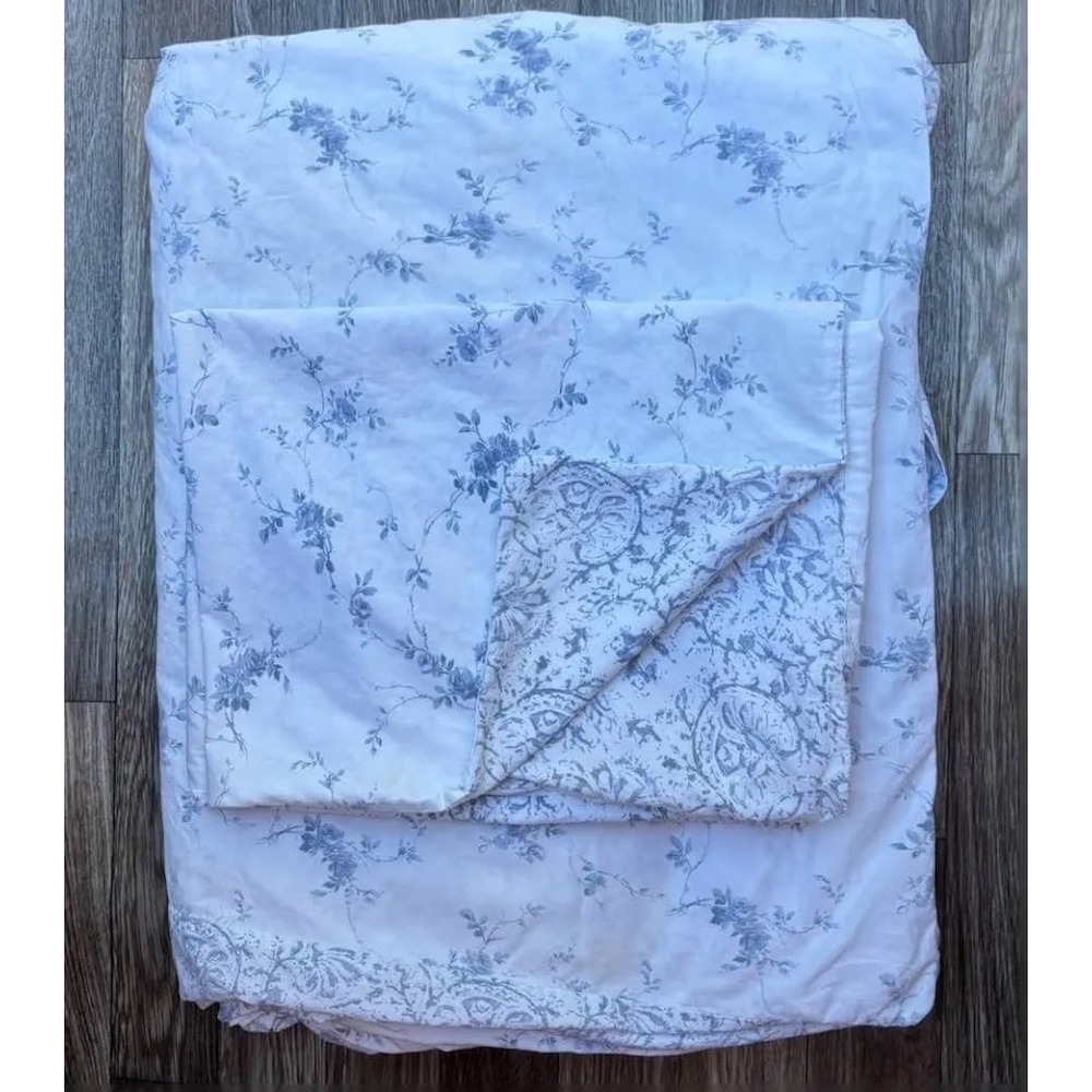 Simply Shabby Chic Reversible Batik Indigo Full/Queen Blue Floral Duvet Cover